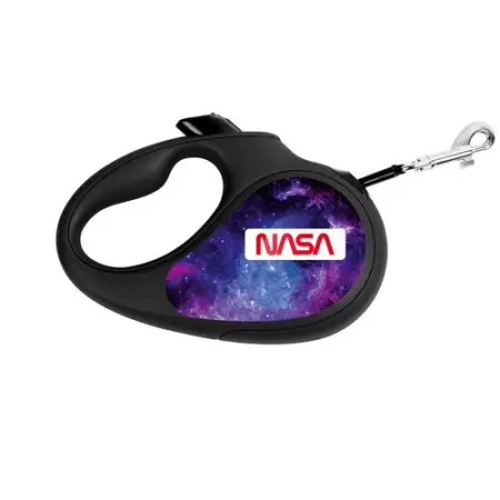 Поводок-рулетка для собак WAUDOG R-leash, рисунок NASA21, M, до 25 кг, 5 м, светоотражающая лента черный