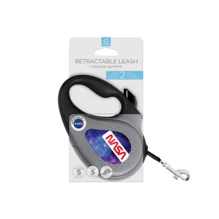 Поводок-рулетка для собак WAUDOG R-leash, рисунок NASA21, S, до 15 кг, 5 м, светоотражающая лента черный