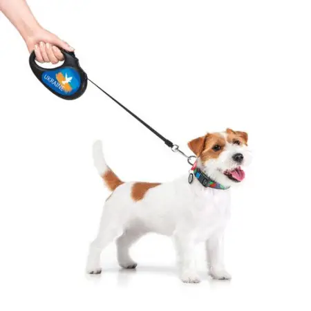 Повідець-рулетка для собак WAUDOG R-leash, малюнок "Прапор", S, до 15 кг, 5 м, світловідбиваюча стрічка чорний