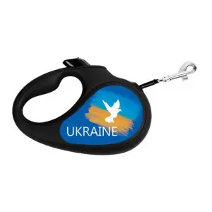Повідець-рулетка для собак WAUDOG R-leash, малюнок "Прапор", XS, до 12 кг, 3 м, світловідбиваюча стрічка чорний