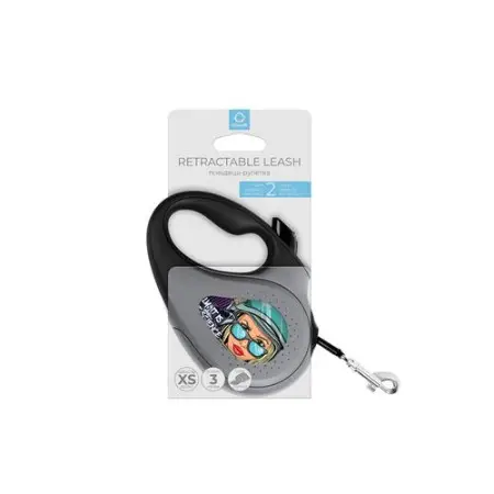 Поводок-рулетка для собак WAUDOG R-leash, рисунок Космос. Ракетостроение, светоотражающая лента, XS, до 12 кг, 3 м черный