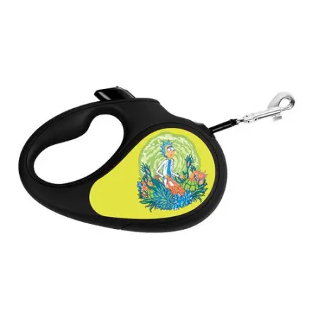 Поводок-рулетка для собак WAUDOG R-leash, рисунок Рик и Морти 2, светоотражающая лента, M, до 25 кг, 5 м черный