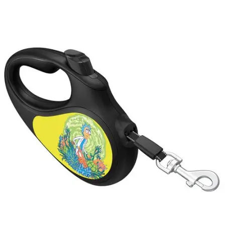 Поводок-рулетка для собак WAUDOG R-leash, рисунок Рик и Морти 2, светоотражающая лента, M, до 25 кг, 5 м черный