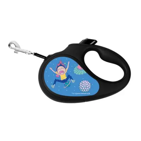 Повідець-рулетка для собак WAUDOG R-leash, малюнок "Рік та Морті 3", S, до 15 кг, 5 м, світловідбиваюча стрічка чорний