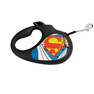 Повідець-рулетка для собак WAUDOG R-leash, малюнок "Супермен Герой", XS, до 12 кг, 3 м, світловідбиваюча стрічка чорний