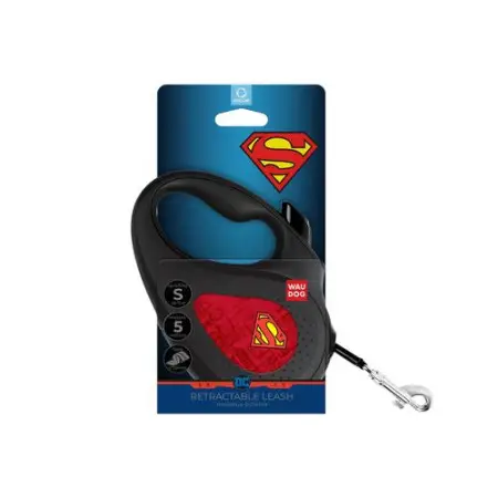 Поводок-рулетка для собак WAUDOG R-leash, рисунок Супермен Лого Красный, S, до 15 кг, 5 м, светоотражающая лента черный