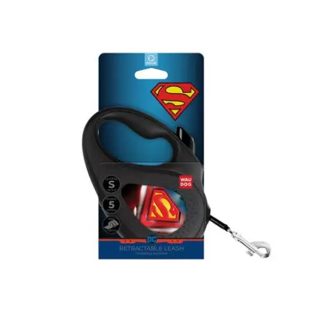 Повідець-рулетка для собак WAUDOG R-leash, малюнок "Супермен Лого", S, до 15 кг, 5 м, світловідбиваюча стрічка