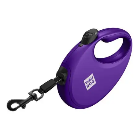 Поводок-рулетка для собак WAUDOG R-leash с контейнером для пакетов, светоотражающая лента, L, до 40 кг, 5 м, фиолетовый