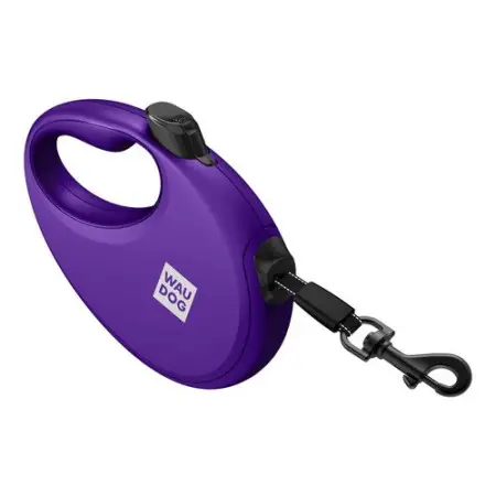 Поводок-рулетка для собак WAUDOG R-leash с контейнером для пакетов, светоотражающая лента, L, до 40 кг, 5 м, фиолетовый