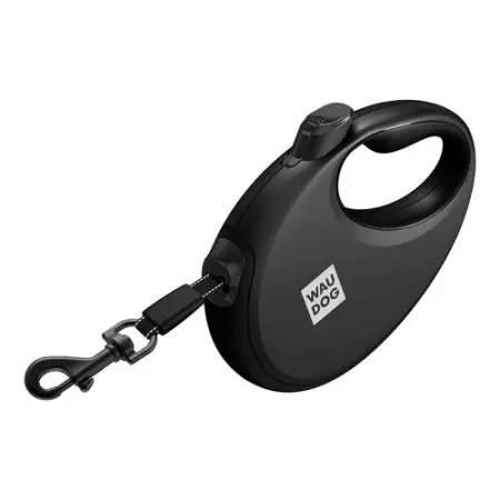 Повідець-рулетка для собак WAUDOG R-leash з контейнером для пакетів, світловідбивна стрічка, М, до 20 кг, 5 м, чорний