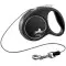 Повідець-рулетка Flexi Black Design XS трос 3м, для собак до 8кг чорний з сріблястим