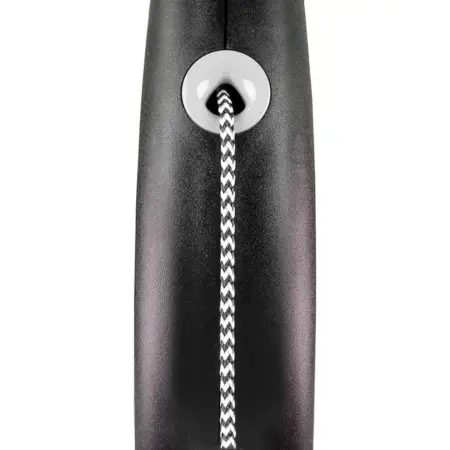 Повідець-рулетка Flexi Black Design XS трос 3м, для собак до 8кг чорний з сріблястим