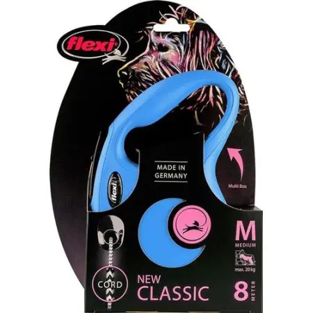 Повідець-рулетка Flexi Classic M, для собак до 20 кг, трос 8 м, синій