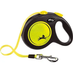 Повідець-рулетка Flexi Neon L, для собак до 50 кг, стрічка 5 м, жовтий