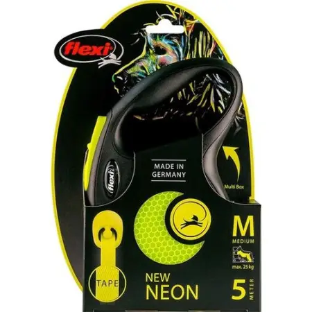Повідець-рулетка Flexi Neon M, для собак до 25 кг, стрічка 5 м, жовтий