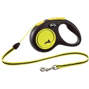 Повідець-рулетка Flexi Neon S, для собак до 12 кг, трос 5 м, жовтий