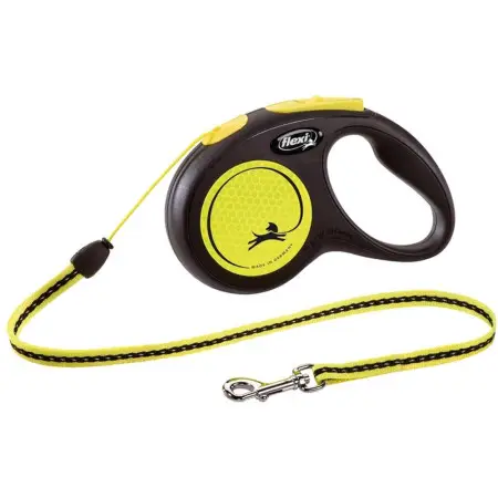 Поводок-рулетка Flexi Neon S, для собак до 12 кг, трос 5 м, желтый