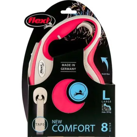 Повідець-рулетка Flexi New Comfort L, для собак до 50 кг, стрічка 8 м, червоний