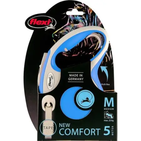 Повідець-рулетка Flexi New Comfort M стрічка 5м, для собак до 25кг, синій