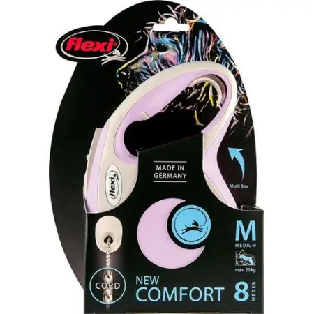 Повідець-рулетка Flexi New Comfort M трос 8м, для собак до 20кг, бузковий