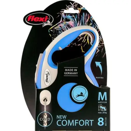 Повідець-рулетка Flexi New Comfort M трос 8м, для собак до 20кг, синій