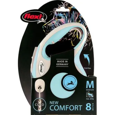 Повідець-рулетка Flexi New Comfort M трос 8м, для собак до 20кг, світло-синій