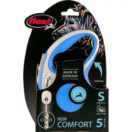 Повідець-рулетка Flexi New Comfort S, для собак до 12 кг, трос 5 м, синій