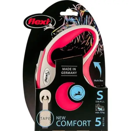 Повідець-рулетка Flexi New Comfort S, для собак до 15 кг, стрічка 5 м, червоний