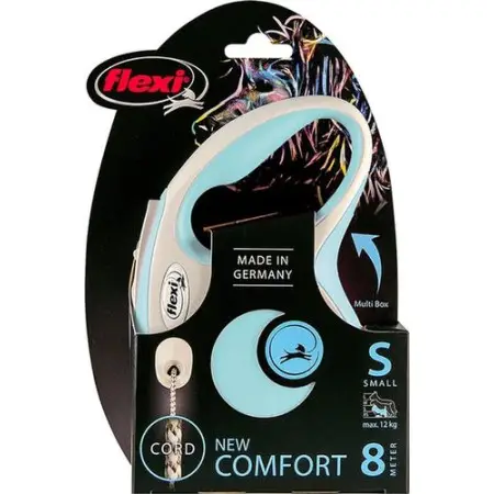 Повідець-рулетка Flexi New Comfort S трос 8м, для собак до 12кг, світло-синій