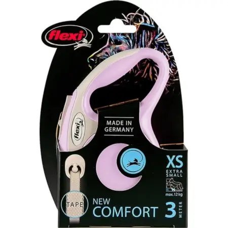 Поводок-рулетка Flexi New Comfort XS, для собак до 12 кг, лента 3 м, фиолетовый