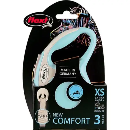 Повідець-рулетка Flexi New Comfort XS, для собак до 12 кг, стрічка 3 м, блакитний
