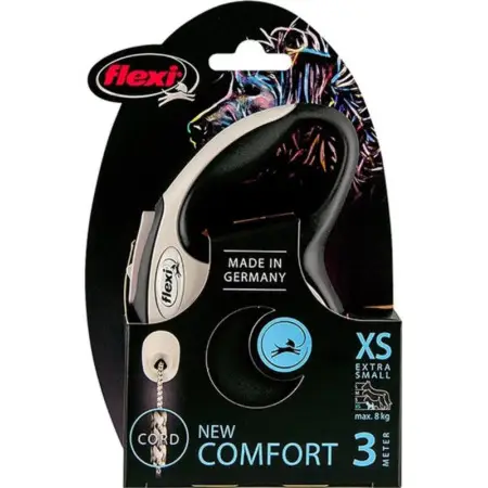 Поводок-рулетка Flexi New Comfort XS, для собак до 8 кг, трос 3 м, черный