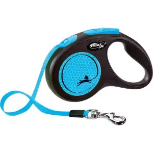 Повідець-рулетка Flexi New Neon S стрічка 5м, для собак до 15кг, синій