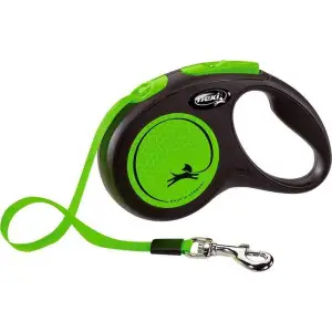 Повідець-рулетка Flexi New Neon S стрічка 5м, для собак до 15кг, зелений