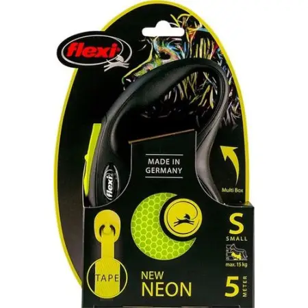 Повідець-рулетка Flexi New Neon S стрічка 5м, для собак до 15кг, жовтий