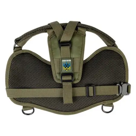 Шлея для служебных собак WAUDOG PRO, металлический фастекс, L, В 70-100 см, хаки