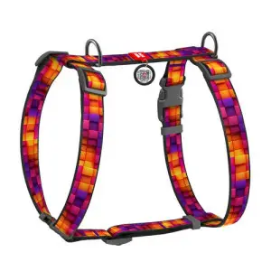 Шлея для собак анатомічна H-подібна WAUDOG Nylon з QR-паспортом, малюнок "Куби 3Д", пластиковий фастекс, L, Ш 25 мм, А 52-88, В 60-100