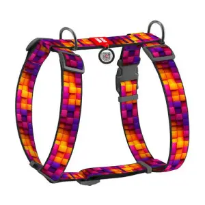 Шлея для собак анатомічна H-подібна WAUDOG Nylon з QR-паспортом, малюнок "Куби 3Д", пластиковий фастекс, XL, Ш 35 мм, А 56-95 см, В 68-110 см