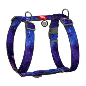 Шлея для собак анатомічна H-подібна WAUDOG Nylon з QR-паспортом, малюнок "NASA21", пластиковий фастекс, L, Ш 35 мм, А 56-95 см, В 68-110 см
