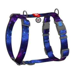 Шлея для собак анатомічна H-подібна WAUDOG Nylon з QR-паспортом, малюнок "NASA21", пластиковий фастекс, XL, Ш 35 мм, A 60-100 см, B 70-100 см