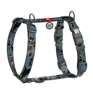Шлея для собак анатомічна H-подібна WAUDOG Nylon з QR-паспортом, малюнок "Тінь Бетмена", пластиковий фастекс, М, Ш 20 мм, А 38-60 см, В 45-60 см