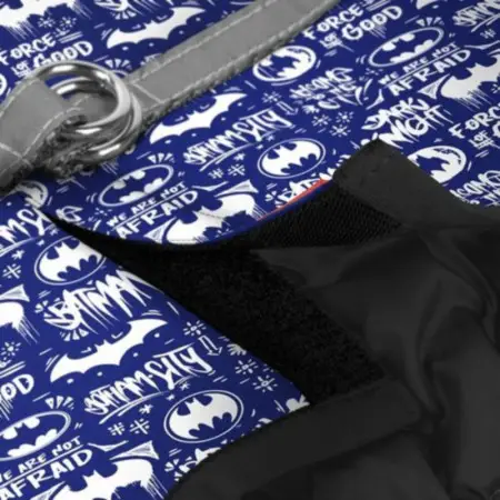 Шлея для собак м'яка WAUDOG Clothes з QR паспортом, малюнок "Бетмен біло-блакитний", XS2, В 28-31 см, С 20-22 см