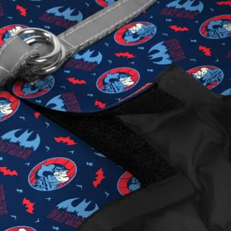 Шлея для собак м'яка WAUDOG Clothes з QR паспортом, малюнок "Бетмен червоно-блакитний", XS3, В 32-35 см, С 22-24 см