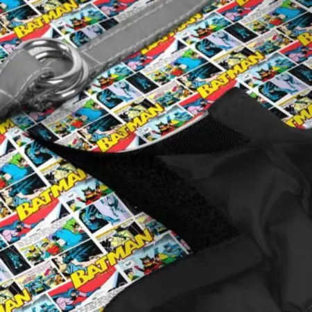 Шлея для собак м'яка WAUDOG Clothes з QR паспортом, малюнок "Бетмен комікс", XS1, В 24-27 см, С 18-20 см