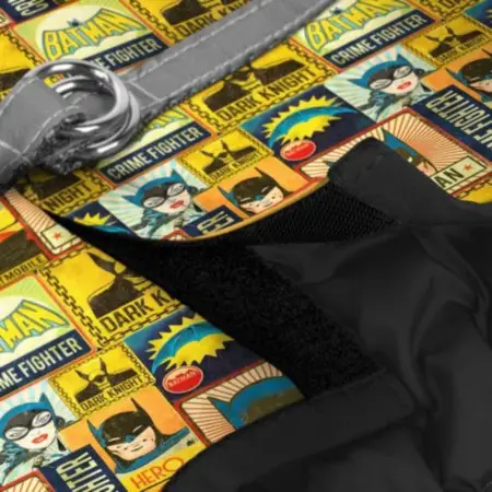 Шлея для собак м'яка WAUDOG Clothes з QR паспортом, малюнок "Бетмен вінтаж", XS4,В 36-39 см, С 26-28 см