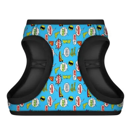 Шлея для собак м'яка WAUDOG Clothes з QR паспортом, малюнок "Ліга Справедливості", S1, В 40-45 см, С 29-31 см