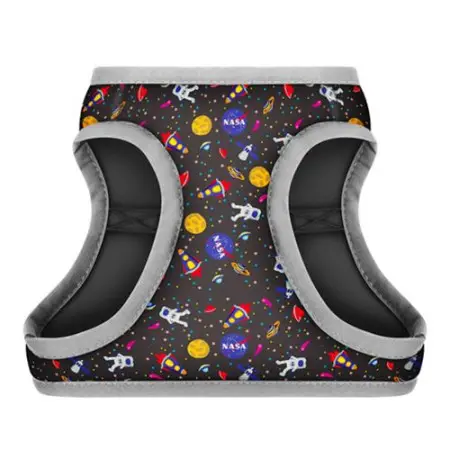 Шлея для собак м'яка WAUDOG Clothes з QR паспортом, малюнок "NASA", S1, В 40-45 см, С 29-31 см