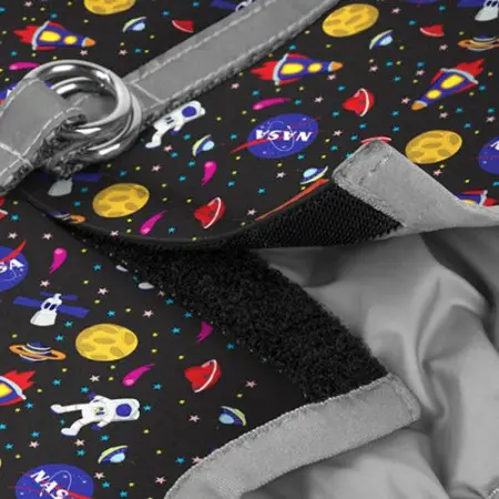 Шлея для собак м'яка WAUDOG Clothes з QR паспортом, малюнок "NASA", XS1, В 24-27 см, С 18-20 см