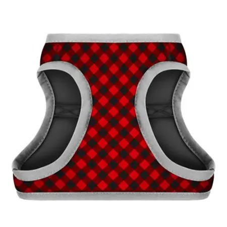 Шлея для собак м'яка WAUDOG Clothes з QR паспортом, малюнок "Шотландка червона", XS1, В 24-27 см, С 18-20 см