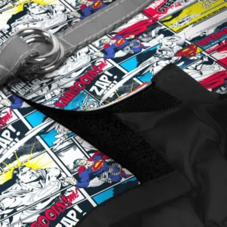 Шлея для собак м'яка WAUDOG Clothes з QR паспортом, малюнок "Супермен комікс", S1, В 40-45 см, С 29-31 см